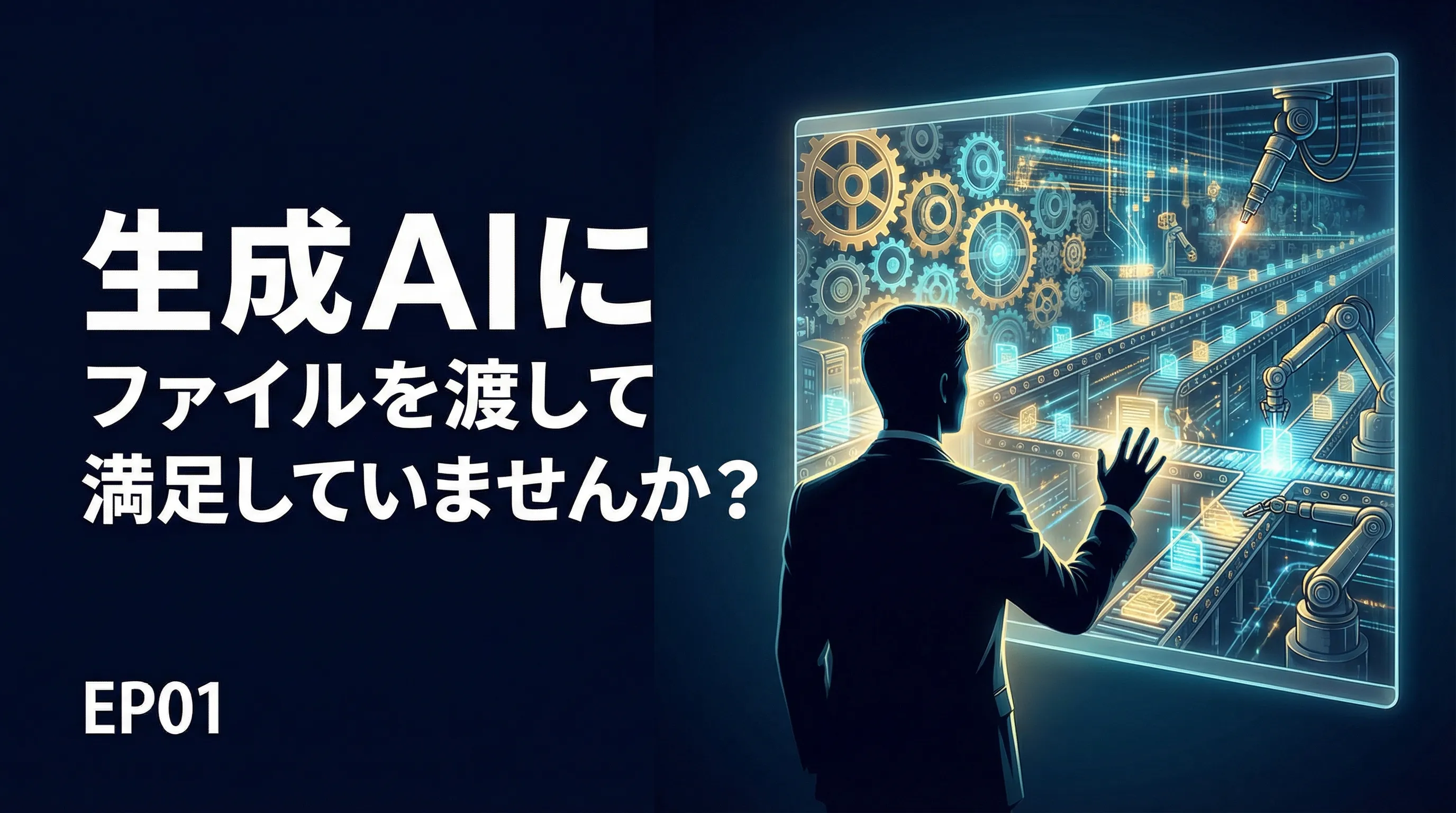 EP01サムネイル:生成AIにファイルを渡して満足していませんか?非エンジニアのためのAI活用の真実