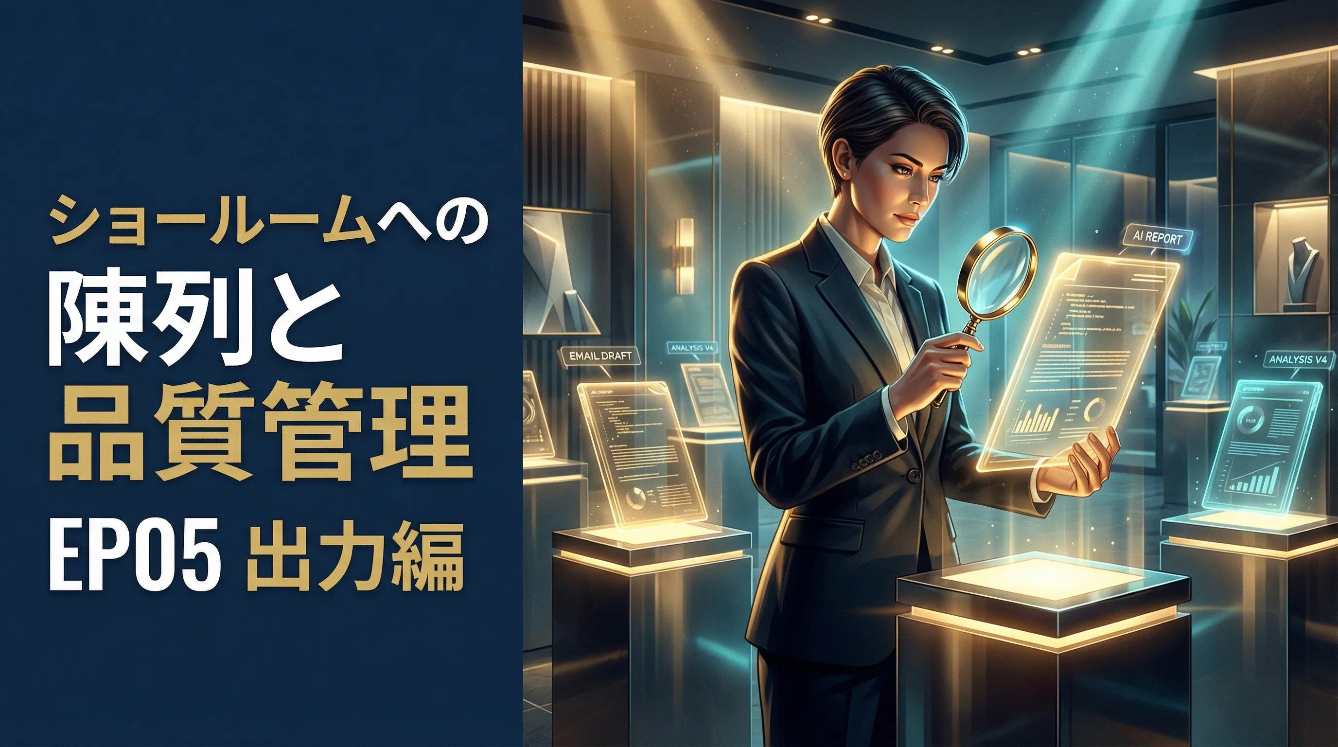 出力編：「ショールーム」への陳列と品質管理 - AIの成果物を人間の責任で検品し、相手に届く形に美しく陳列する。信頼を築くための最終工程。...